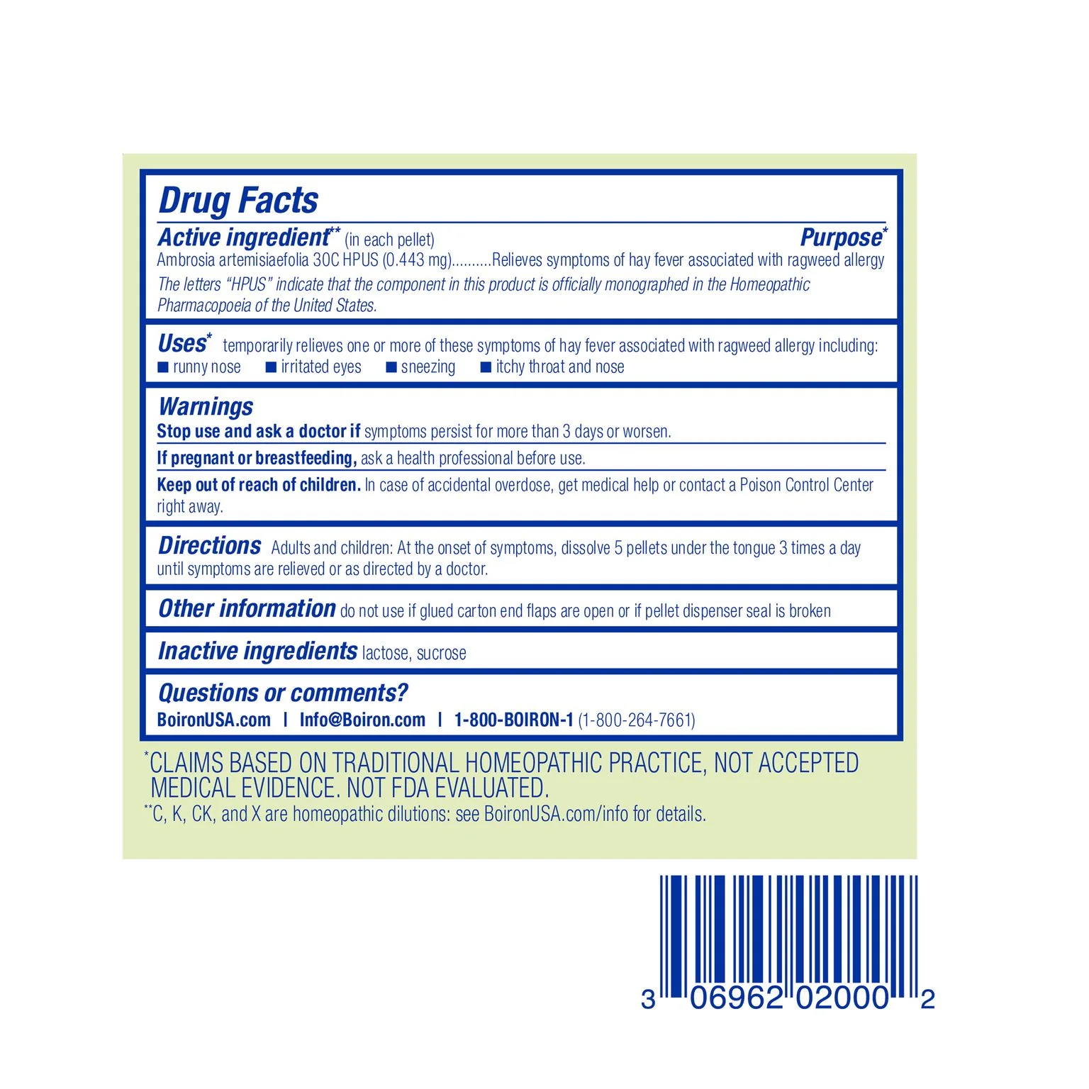 Boiron Ambrosia 30C Bonus Pack, Homeopathic Medicine for Ragweed Allergy Relief, Runny Nose, Irritated Eyes, Sneezing, Itchy Throat, 3 x 80 Pellets - Image 2