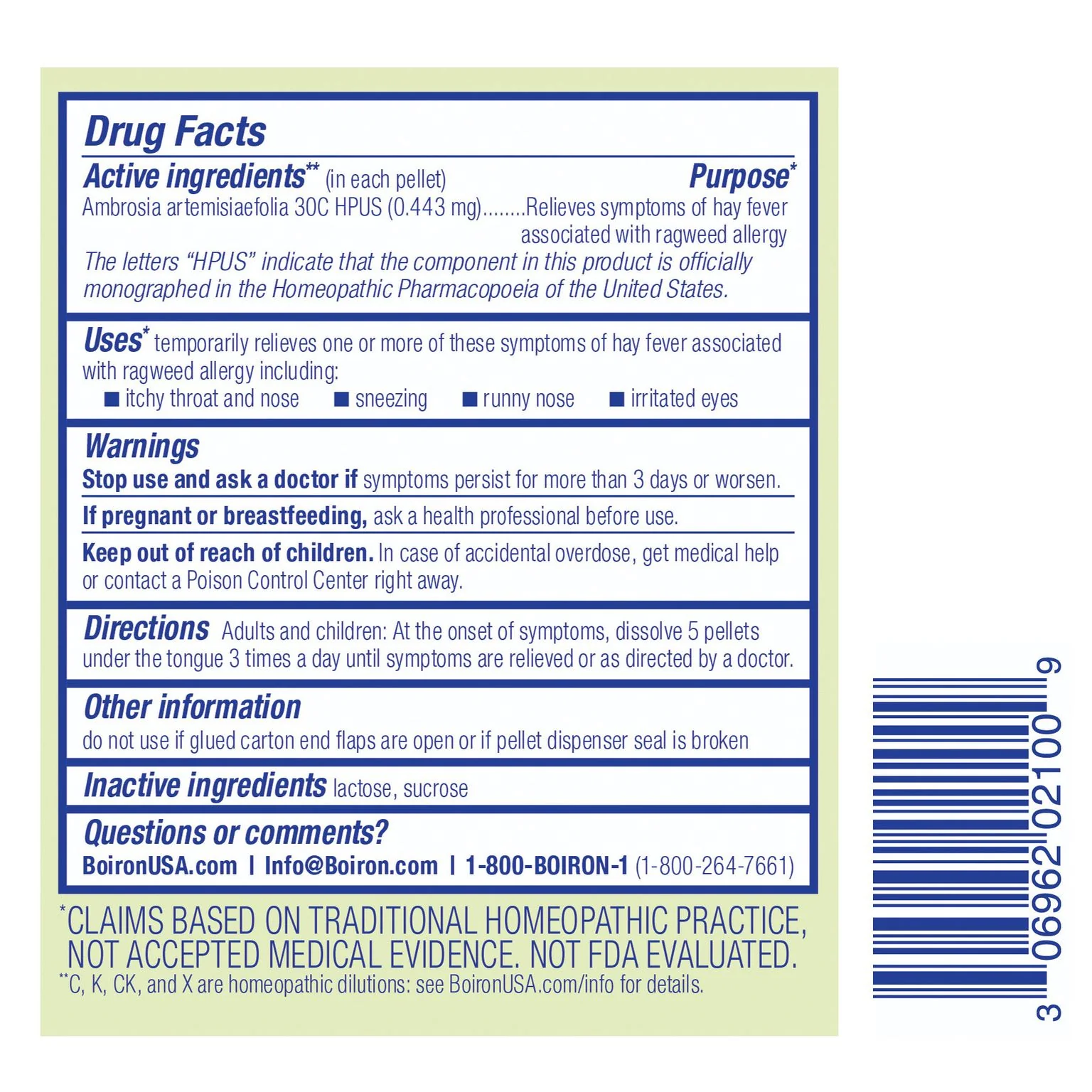 Boiron Ambrosia 30C Single Pack Ragweed Allergy Relief, Runny Nose, Irritated Eyes, Sneezing, Itchy Throat, 80 Pellets - Image 2