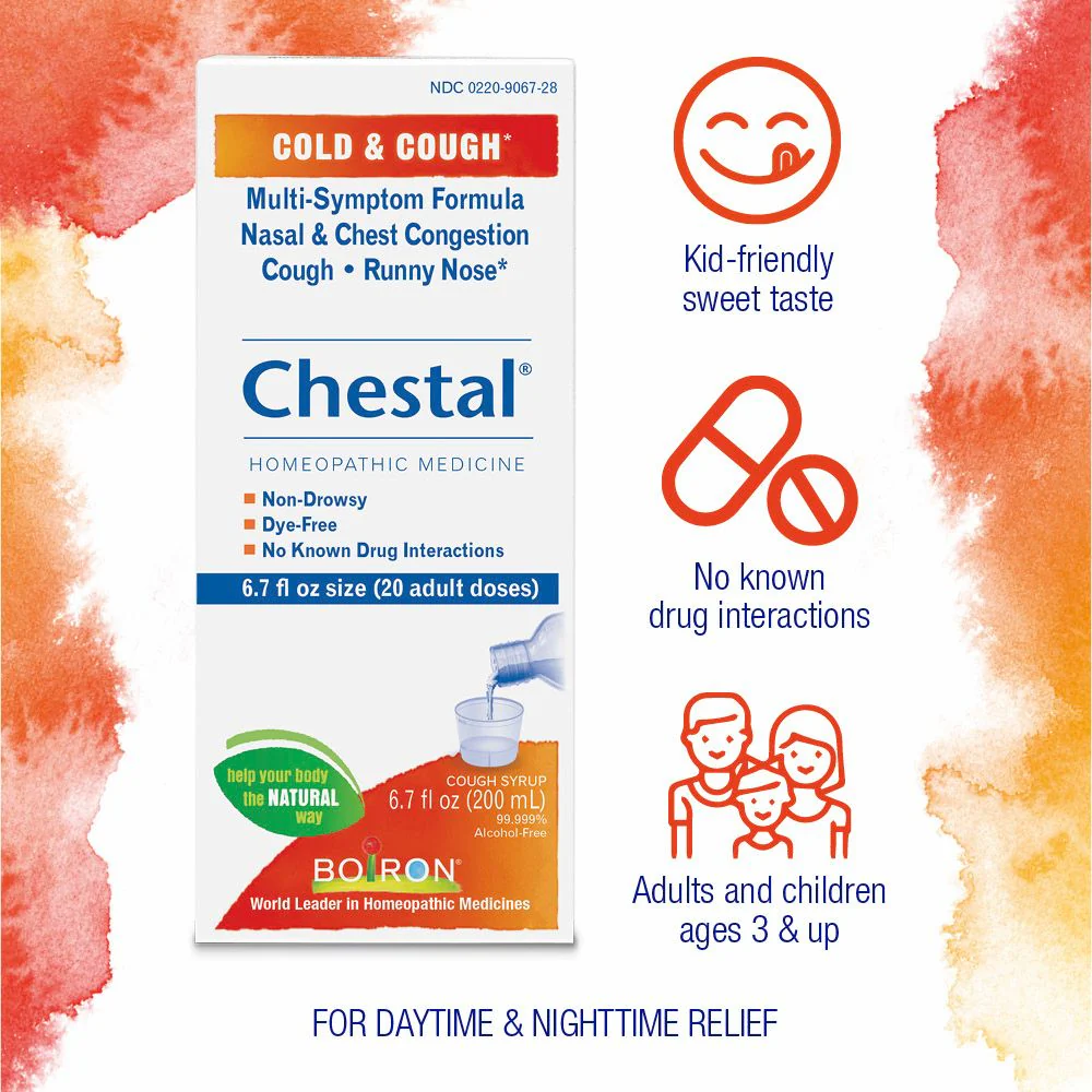 Boiron Chestal Cold & Cough, Homeopathic Medicine for Multi-Symptom Formula for Nasal & Chest Congestion, Cough, Runny Nose, 6.7 fl oz - Image 3