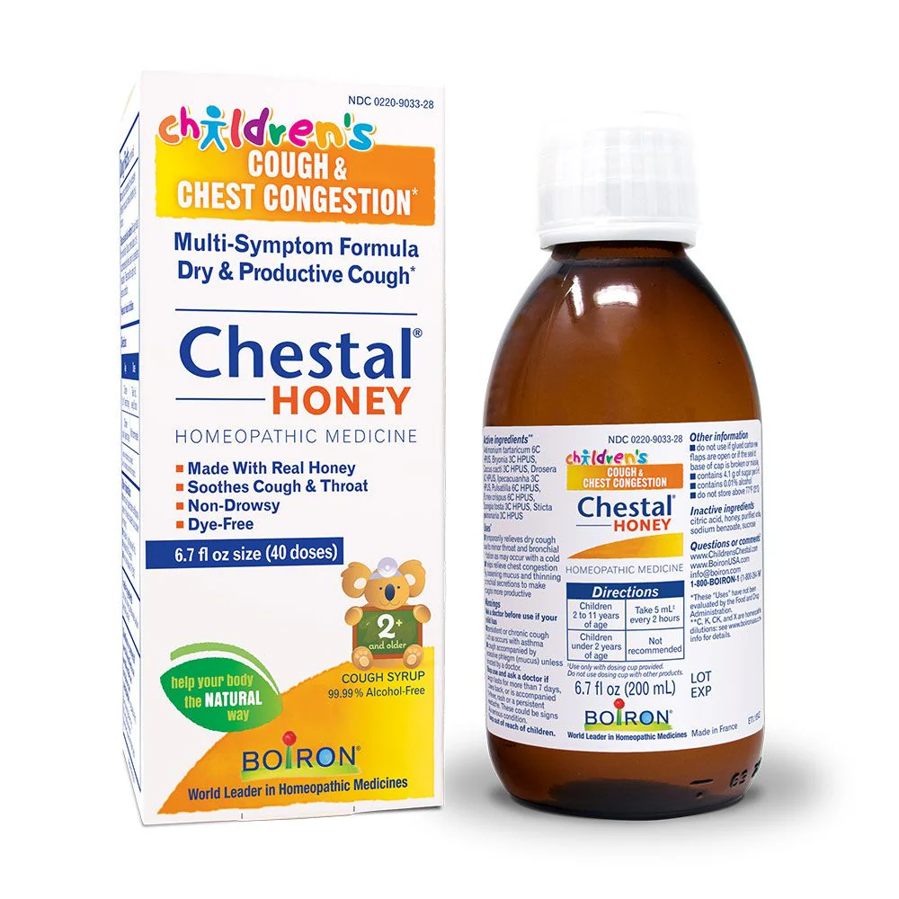 Boiron Childrens Chestal Honey, Homeopathic Medicine for Cough & Chest Congestion, Multi-Symptom Formula for Dry & Productive Cough, 6.7 fl oz