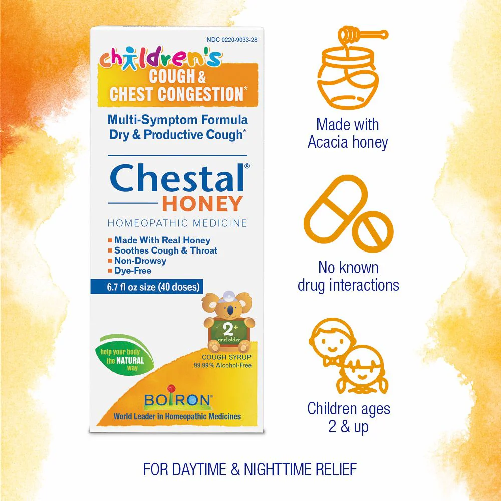 Boiron Childrens Chestal Honey, Homeopathic Medicine for Cough & Chest Congestion, Multi-Symptom Formula for Dry & Productive Cough, 6.7 fl oz - Image 3