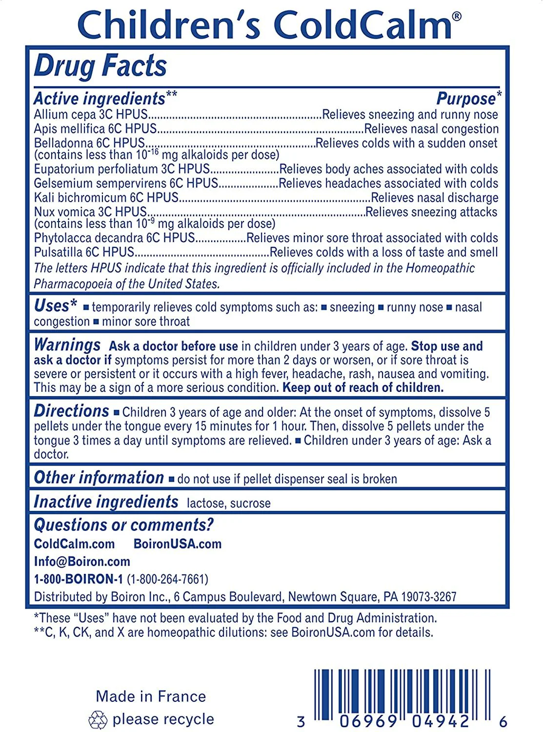 Boiron Childrens ColdCalm, Homeopathic Medicine for Cold Relief, Sneezing, Runny Nose, Nasal Congestion, Minor Sore Throat, 2 x 80 Pellets - Image 2