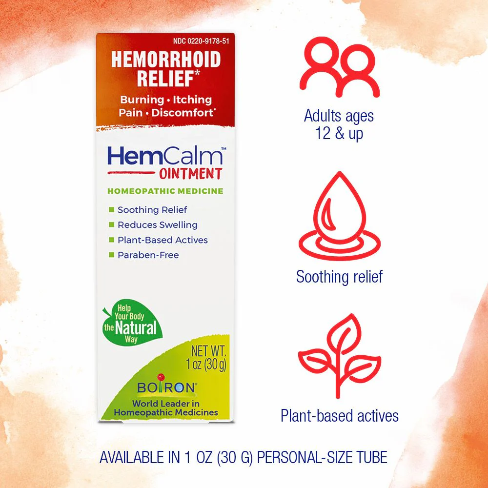 Boiron HemCalm, Homeopathic Medicine for Hemorrhoid Relief, Burning, Itching, Pain, Discomfort, 1 oz Ointment - Image 3