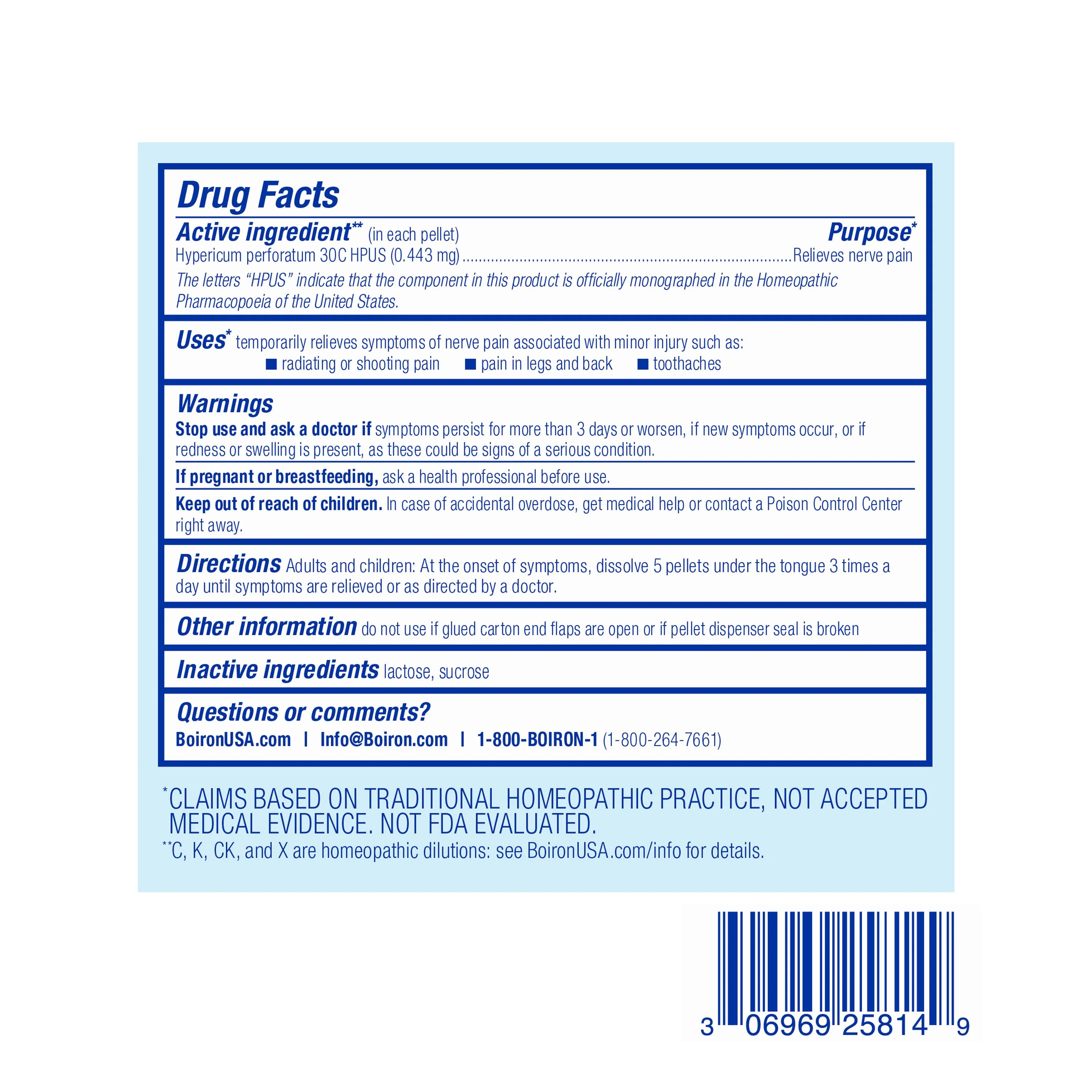 Boiron Hypericum Perforatum 30C Bonus Pack, Homeopathic Medicine for Nerve Pain Relief, Radiating or Shooting Pain, 3 x 80 Pellets - Image 2