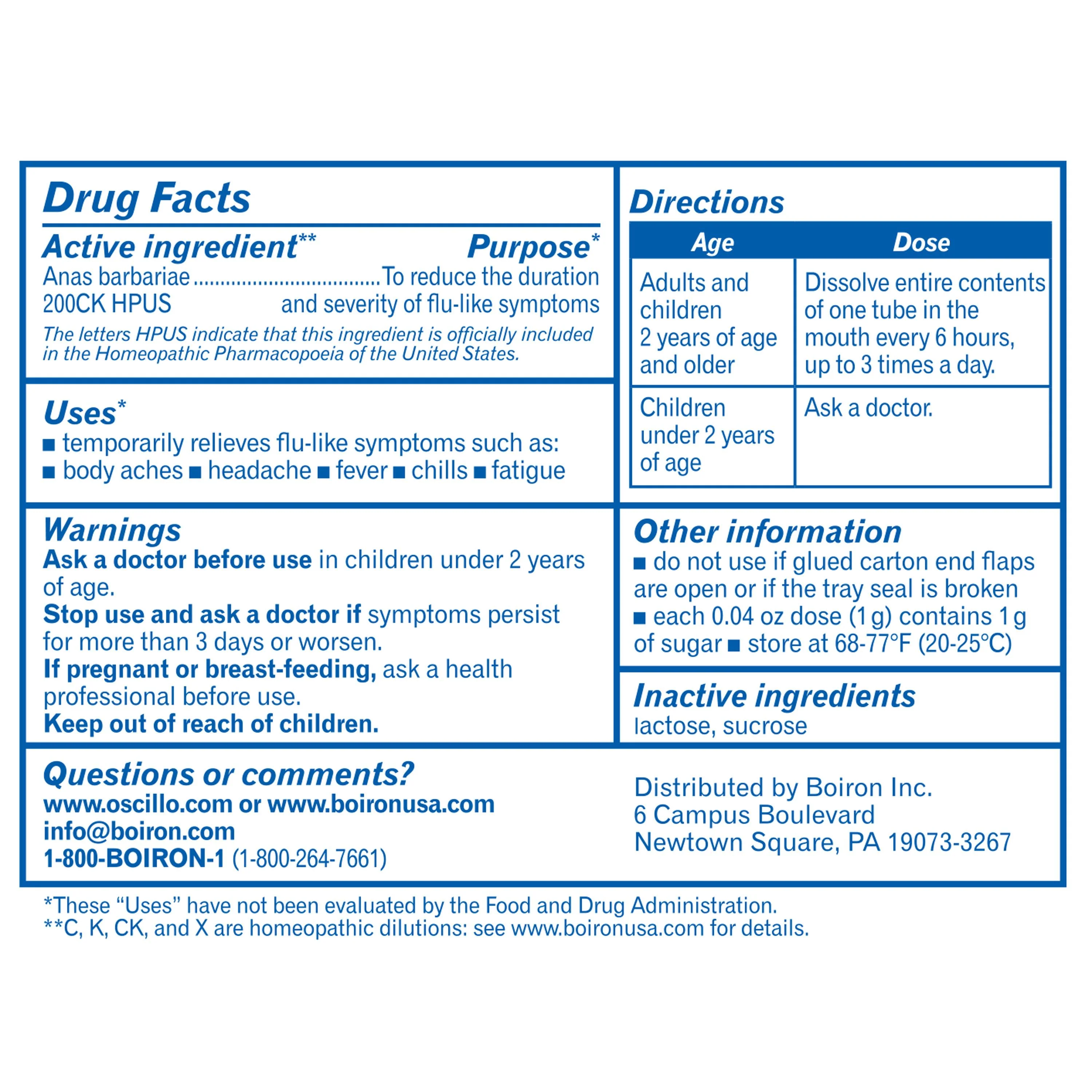 Boiron Oscillococcinum, Homeopathic Medicine for Flu-Like Symptoms, Body Aches, Headache, Fever, Chills, Fatigue, 12 Doses - Image 2