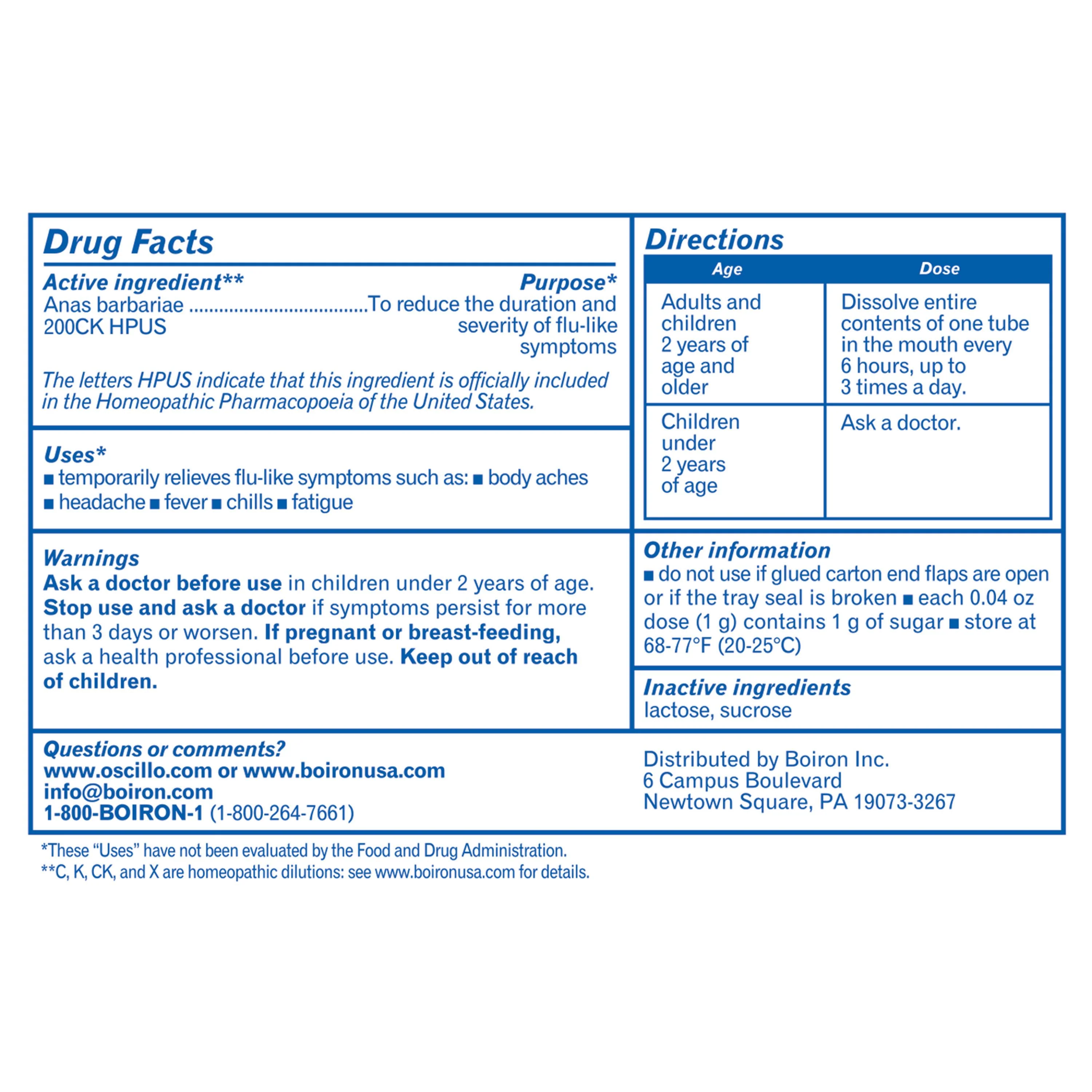 Boiron Oscillococcinum, Homeopathic Medicine for Flu-Like Symptoms, Body Aches, Headache, Fever, Chills, Fatigue, 6 Doses - Image 2