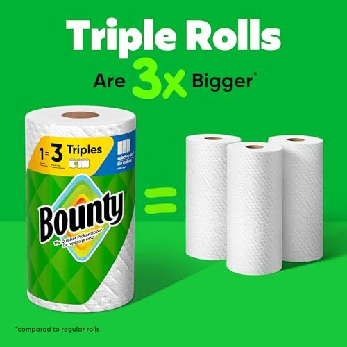 Bounty Select-a-Size 2-Ply Double-Roll Paper Towels, 2 Triple Rolls/123 Sheets per Roll, White - Image 3