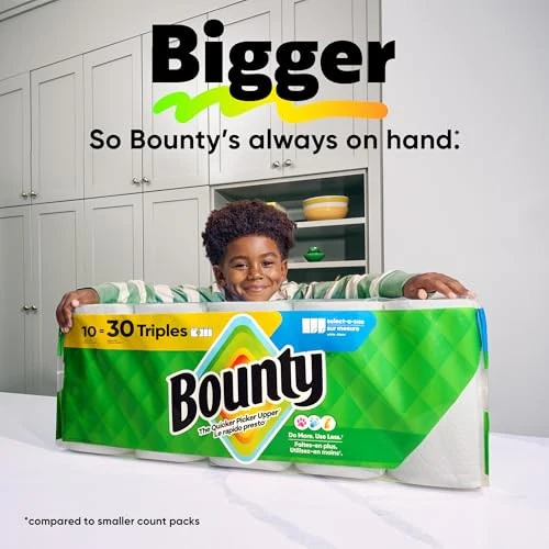Bounty Select-a-Size 2-Ply Double-Roll Paper Towels, 2 Triple Rolls/123 Sheets per Roll, White - Image 8