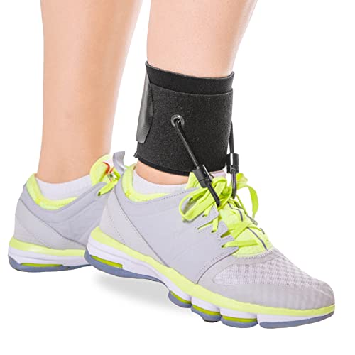 BraceAbility AFO Foot Drop Brace Adjustable Soft Ankle Foot Orthosis Drop Foot Brace for Men and Women Walking with Shoes to