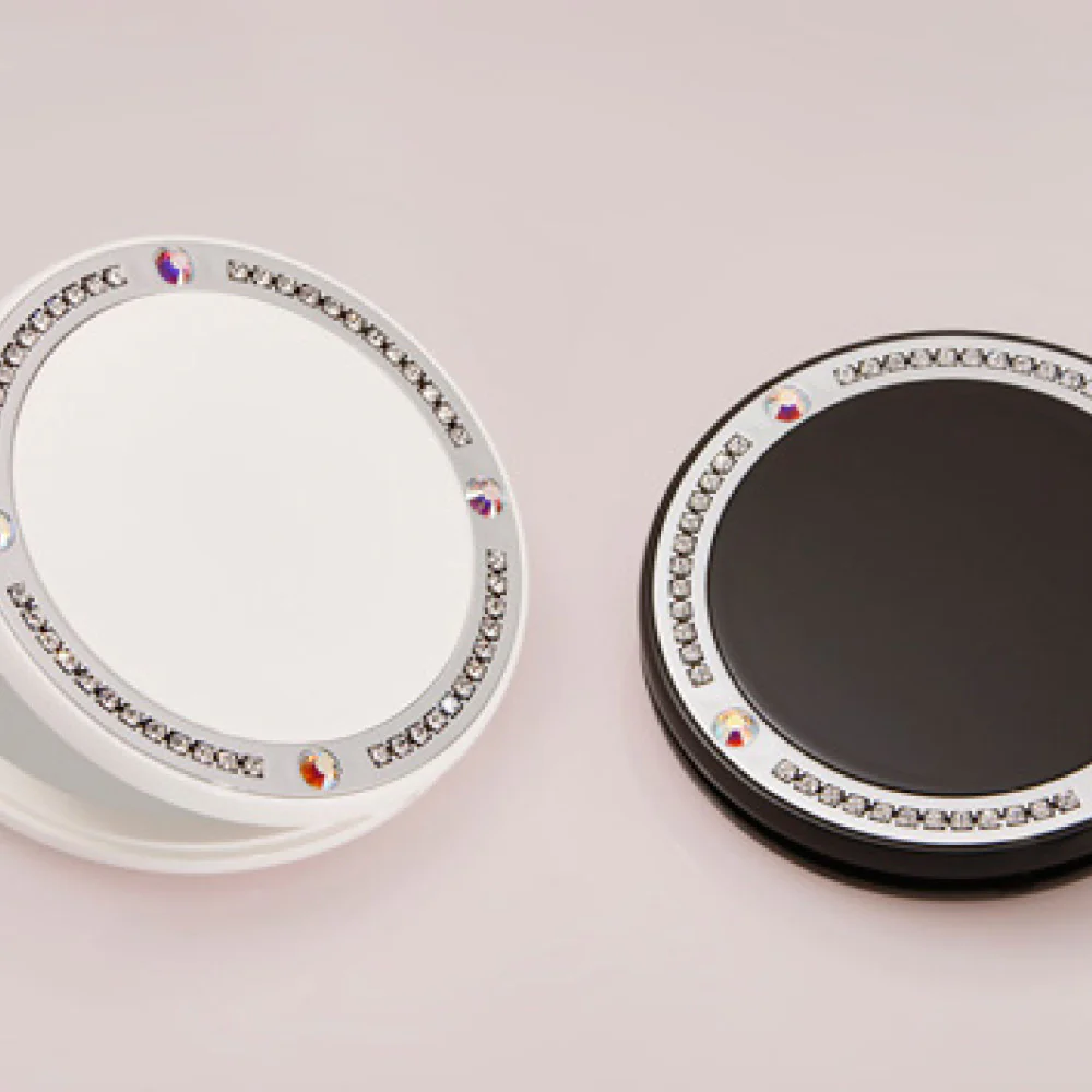 Brandon Co. Rhinestone Compact Round Mirror 7X M-729