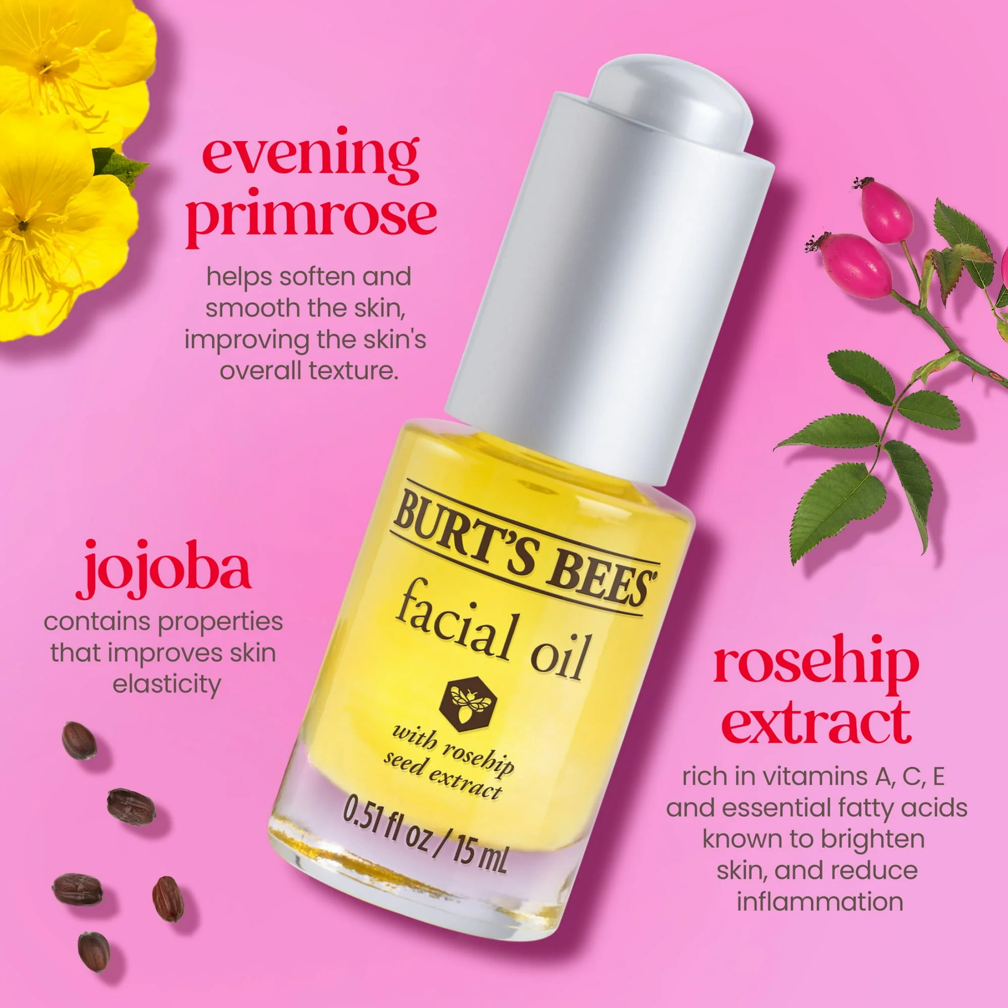 Burt's Bees Facial Oil With Rosehip Seed Extract 0.51 oz - Image 2
