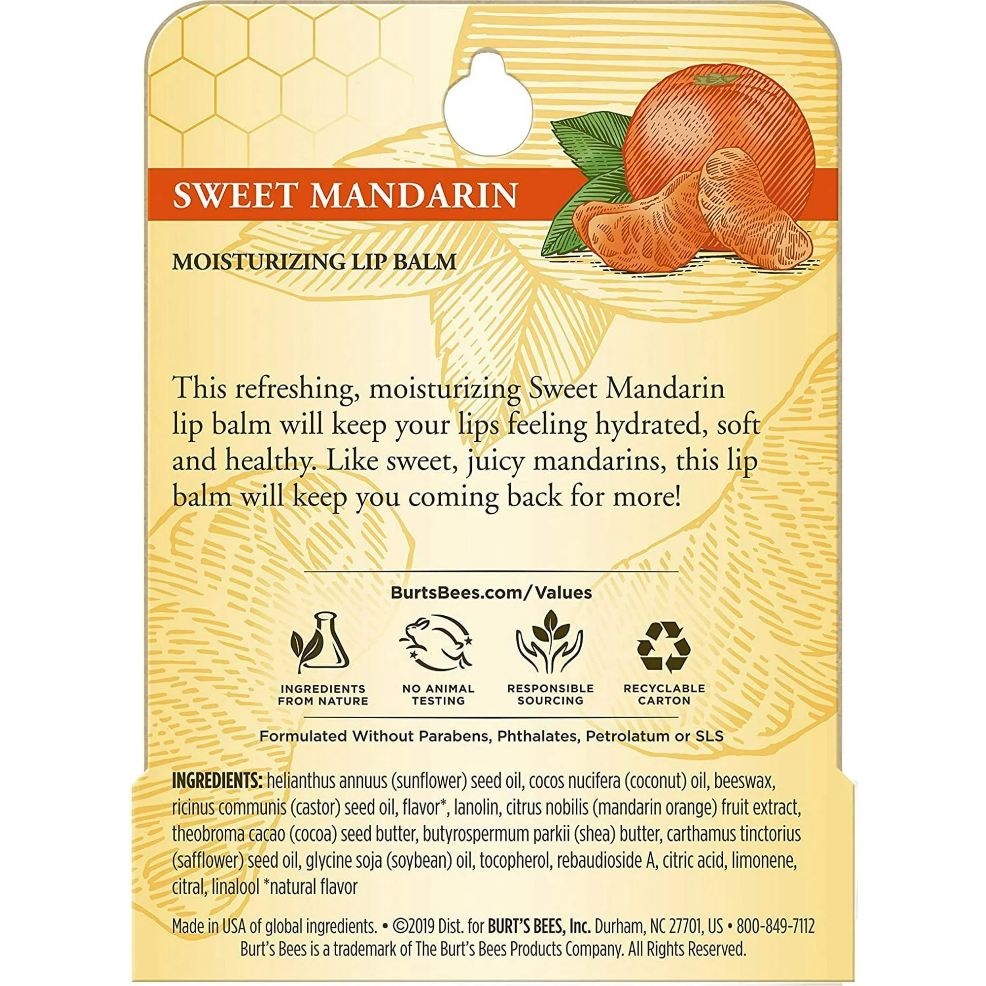 Burt's Bees Moisturizer Lip Balm Sweet Mandarin 0.15 oz - Image 2