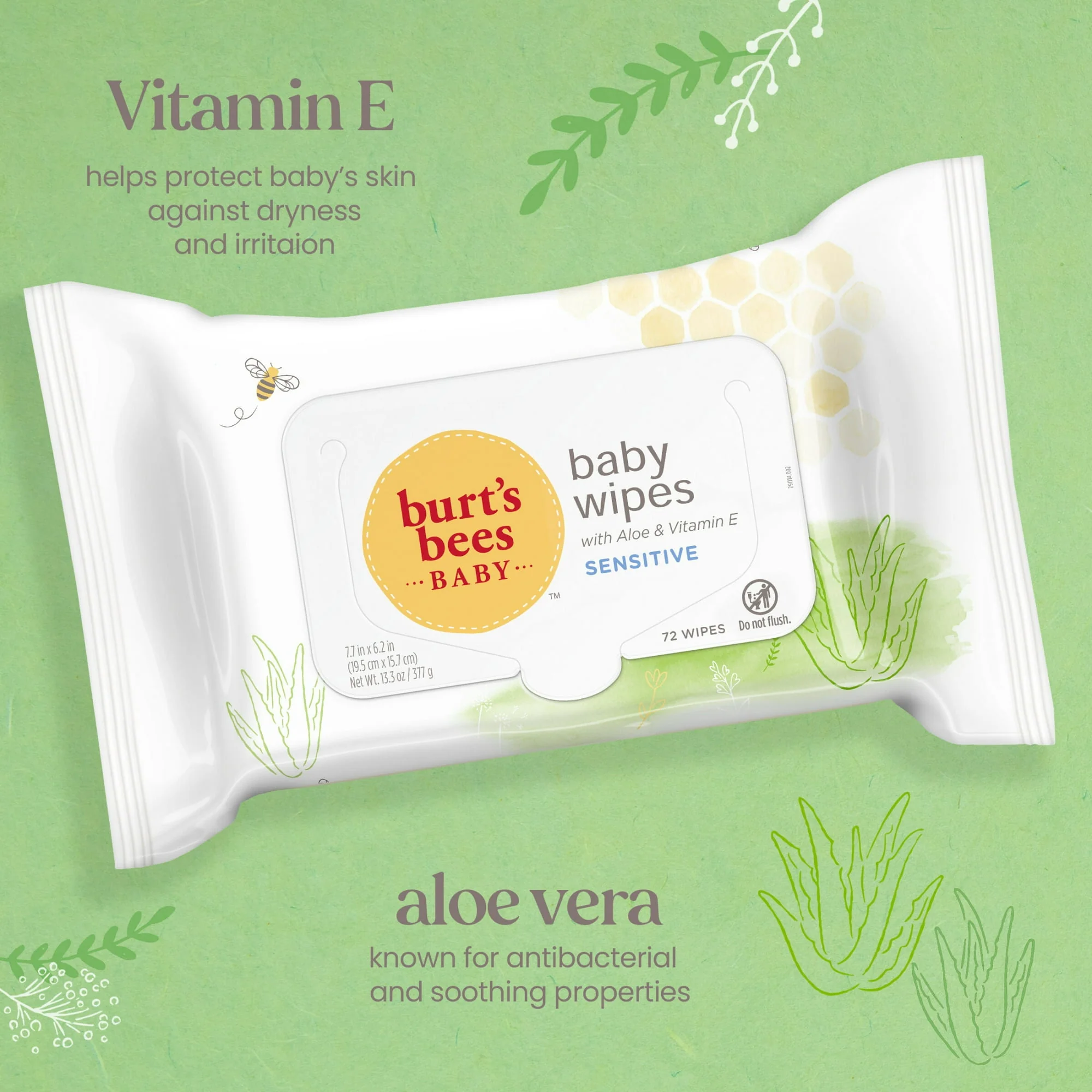 Burt's Bees Sensitive Baby Wipes Fragance Free 72ct - Image 2
