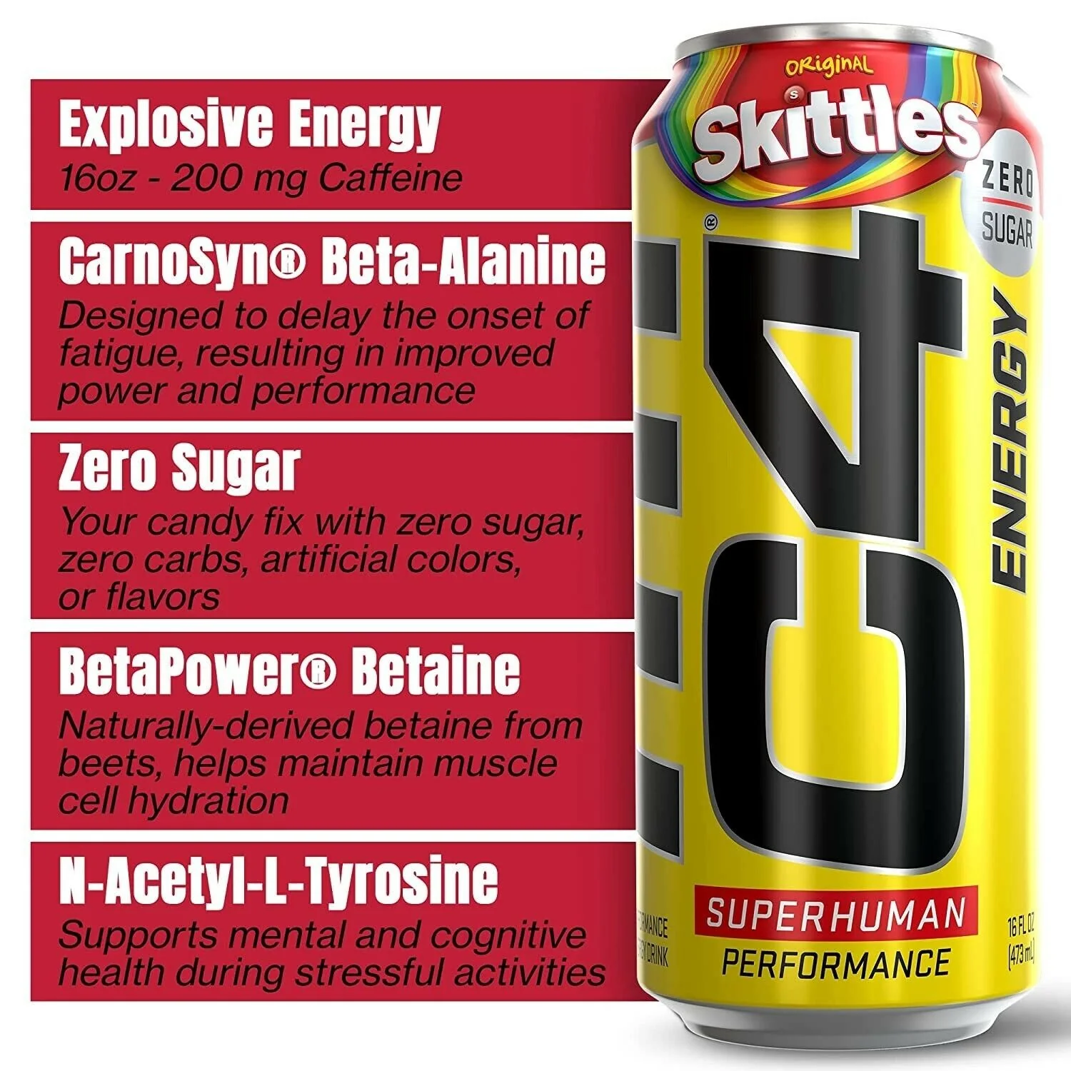 C4 Performance Energy Drink Cosmic Rainbow 16oz - Image 2