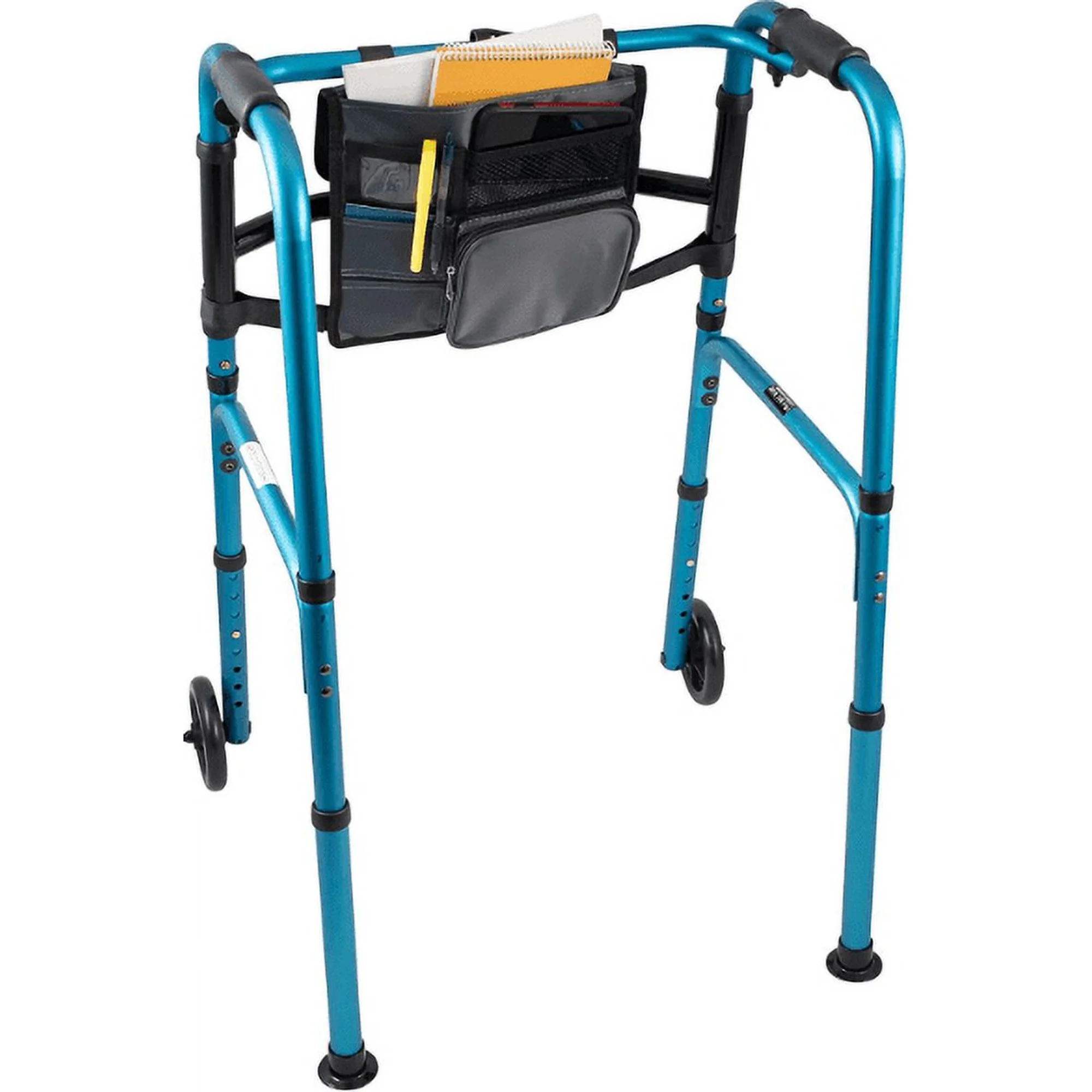 Carex Explorer Folding Walker Blue With Wheels & Organizer
