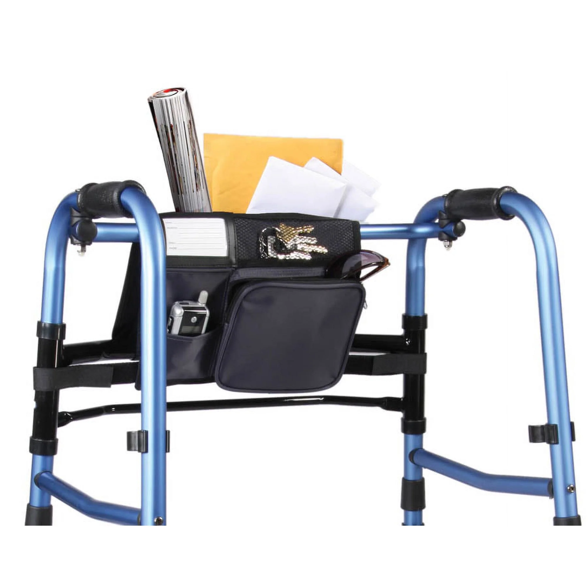Carex Explorer Folding Walker Blue With Wheels & Organizer - Image 2
