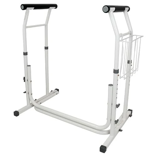 Carex Toilet Safety Rails for Seniors, Adjustable Toilet Safety Frame and Toilet Rails with Handles for Elderly and Disabled, Stand Alone Toilet Safet