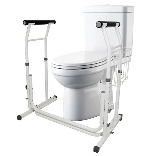 Carex Toilet Safety Rails for Seniors, Adjustable Toilet Safety Frame and Toilet Rails with Handles for Elderly and Disabled, Stand Alone Toilet Safet - Image 3