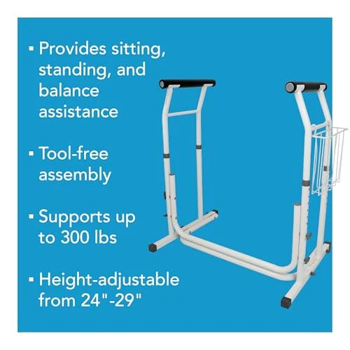 Carex Toilet Safety Rails for Seniors, Adjustable Toilet Safety Frame and Toilet Rails with Handles for Elderly and Disabled, Stand Alone Toilet Safet - Image 7