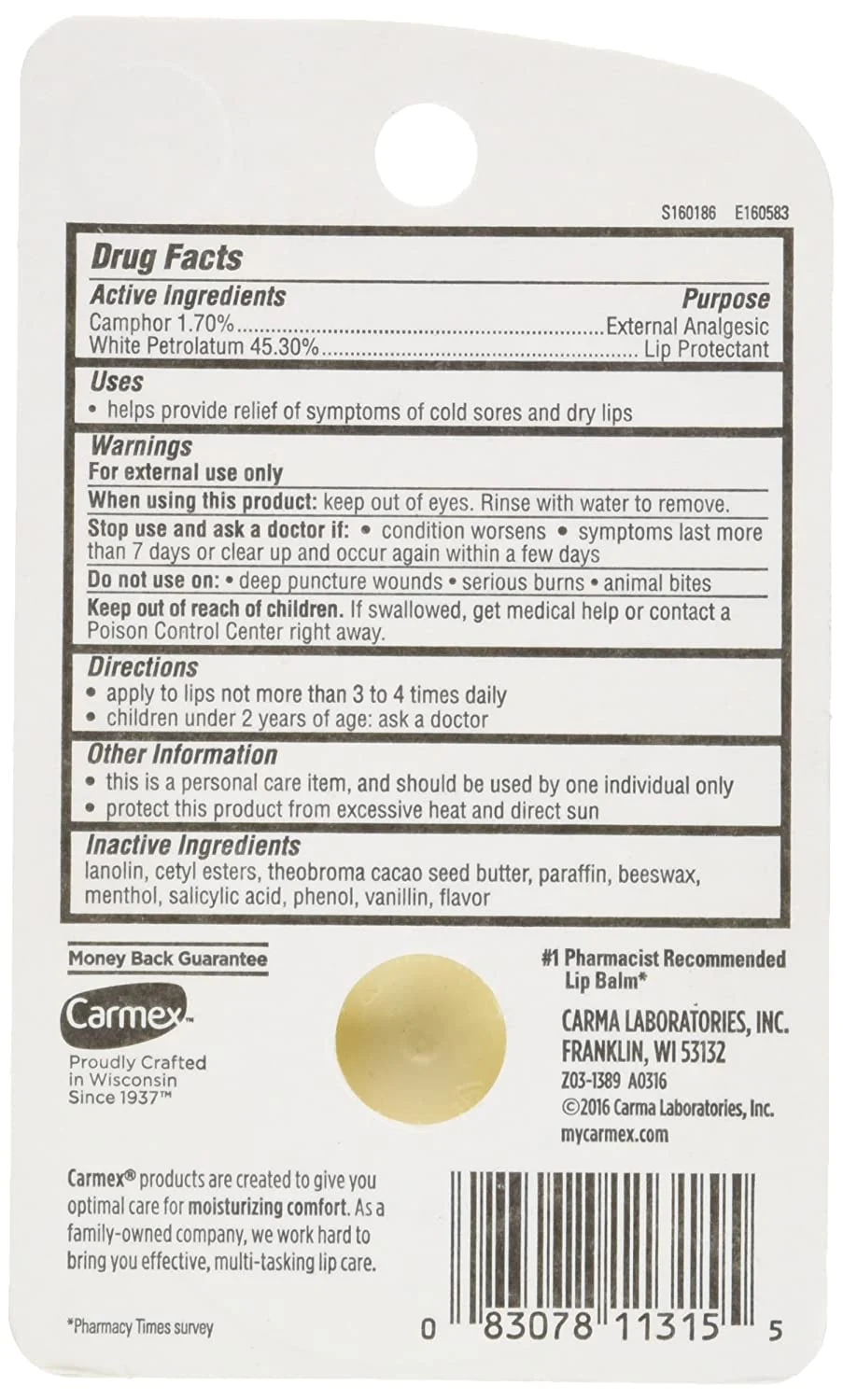 Carmex Classic Lip Balm Medicated, 0.25 OZ - Image 2