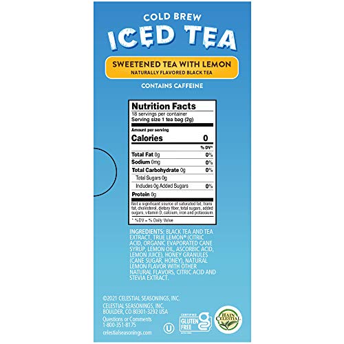 Celestial Seasonings, Cold Brew Iced Tea, Sweetened Tea with Lemon, 18 Tea Bags, 1.3 Oz (37 G) - Image 3