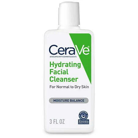 CeraVe Hydrating Face Wash with Hyaluronic Acid and Glycerin for Normal to Dry Skin - 3 Fl Oz - Image 2