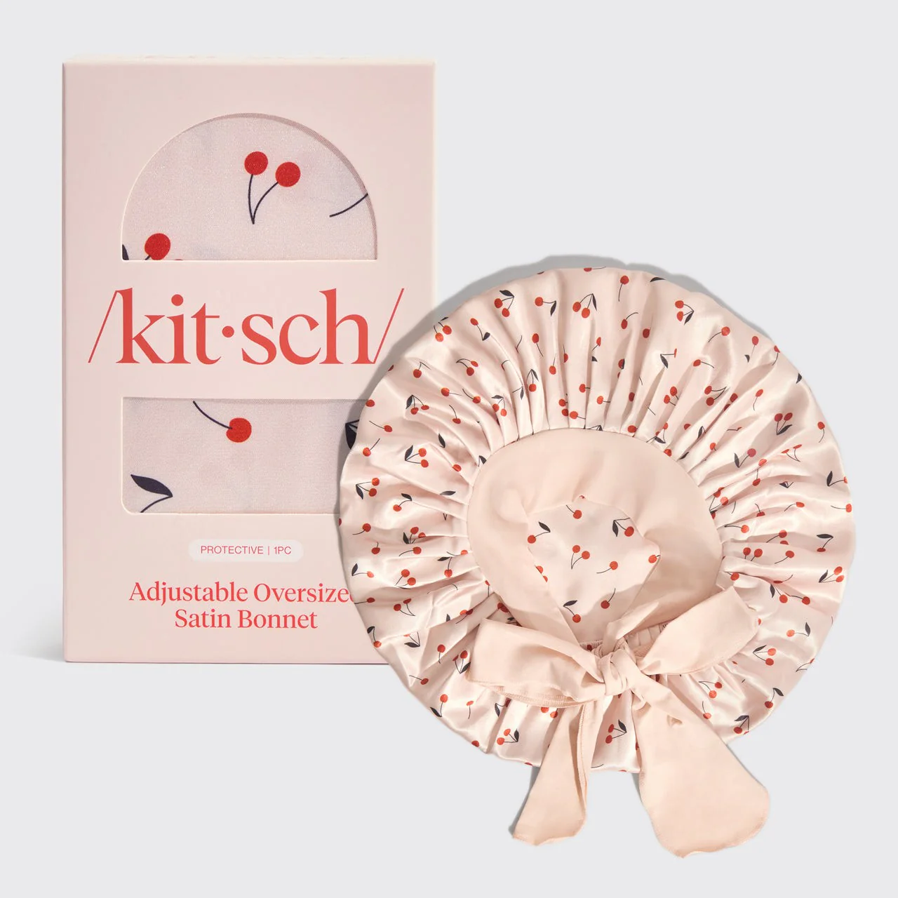 Kitsch Bonnet XL Satin Bonnet for Sleeping Cherry Print