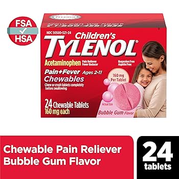 Children's Tylenol Pain + Fever Relief, 24ct Bubble Gum Chewables - Image 2