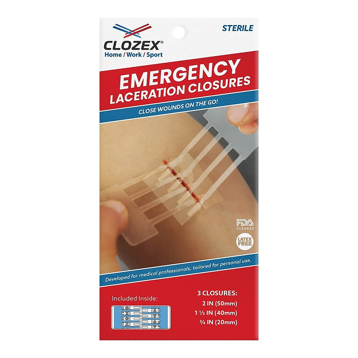 Clozex Emergency Laceration Closures - Repair Wounds Without Stitches. FDA Cleared Skin Closure Device for 3 Individual Wounds or Combine for Total Le - Image 7
