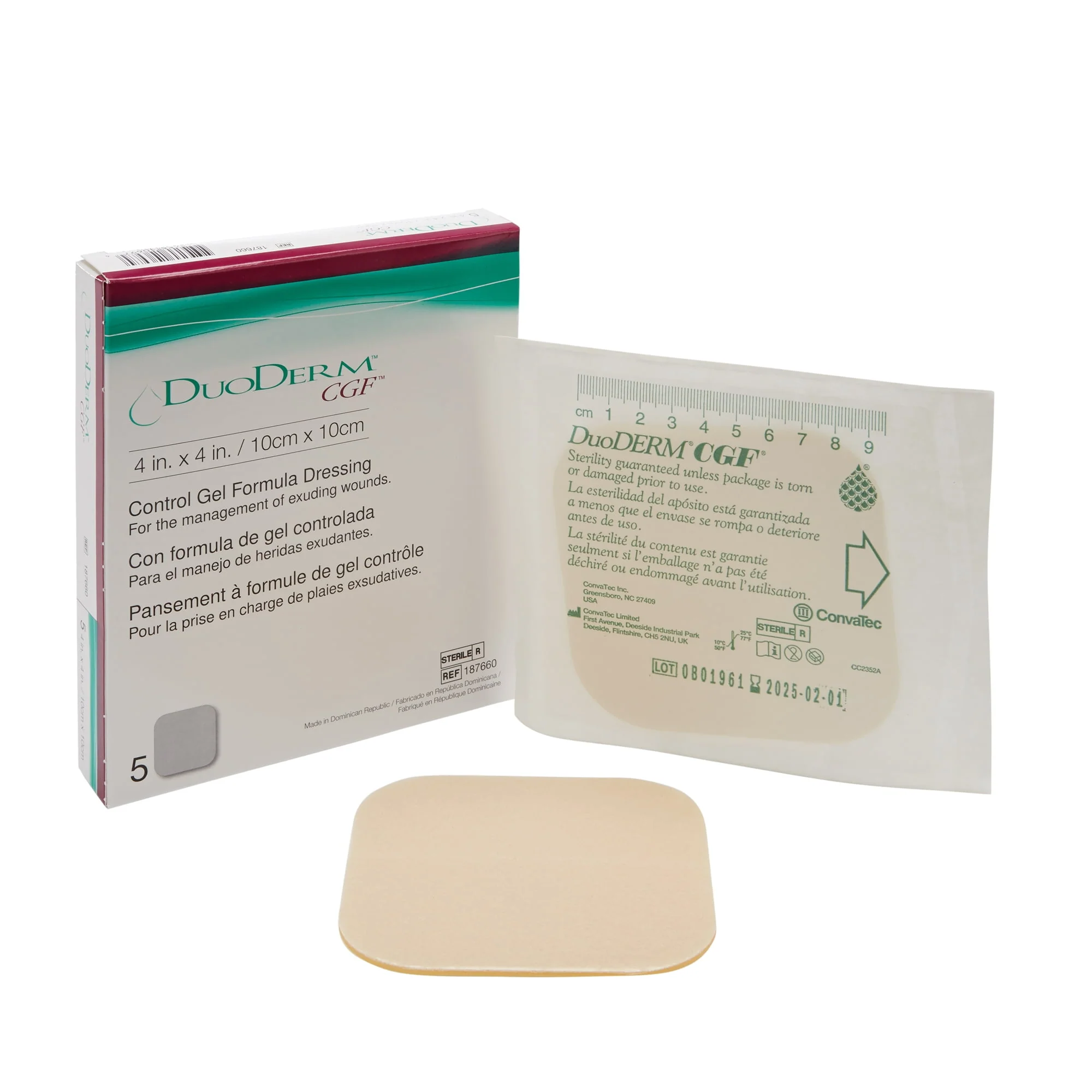 Convatec Duoderm CGF Hydrocolloid Dressing 4 x 4" 187660 - Image 2