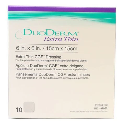 Convatec DuoDerm Extra Thin Hydrocolloid Sterile Dressing 6" x 6" 10ct 187957