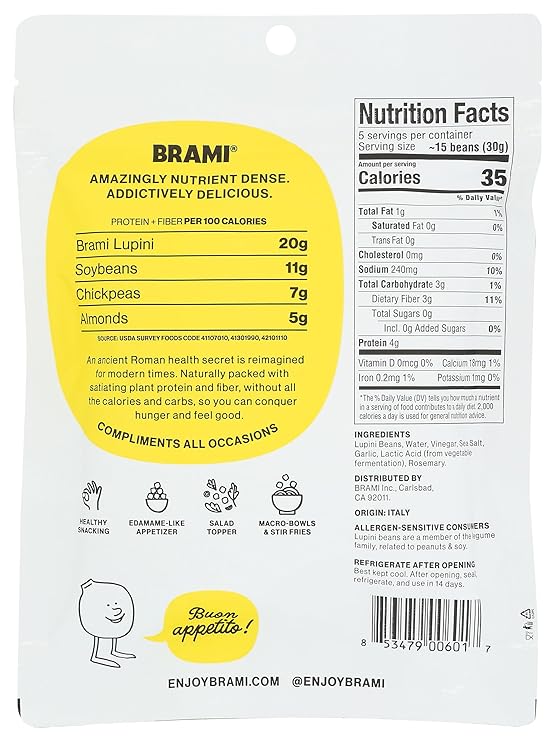 Brami Lupini Snack Bean Garlic and Rosemary, 5.3 oz - Image 2