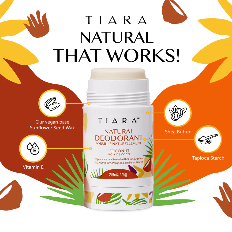 TIARA Natural Deodorant,Aluminium and Gluten Free deodorant Coconut natural scent - Image 2