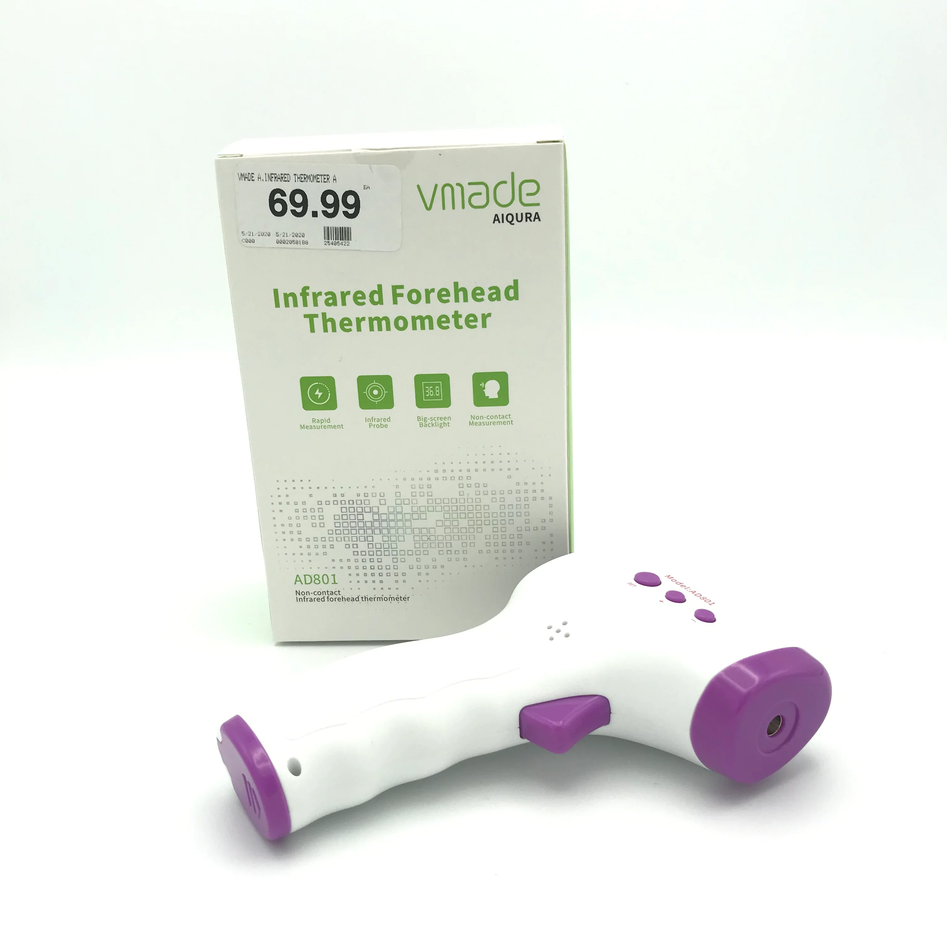 Vmade Aiqura Infrared Forehead No Contact Thermometer - For Adults or Kids