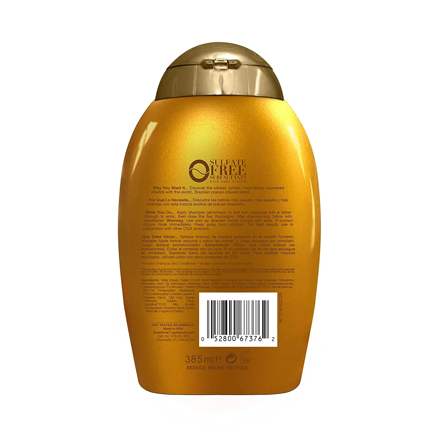 OGX Deeply Restoring+Pracaxi Recovery Oil Anti-Frizz Shampoo 13 oz - Image 2