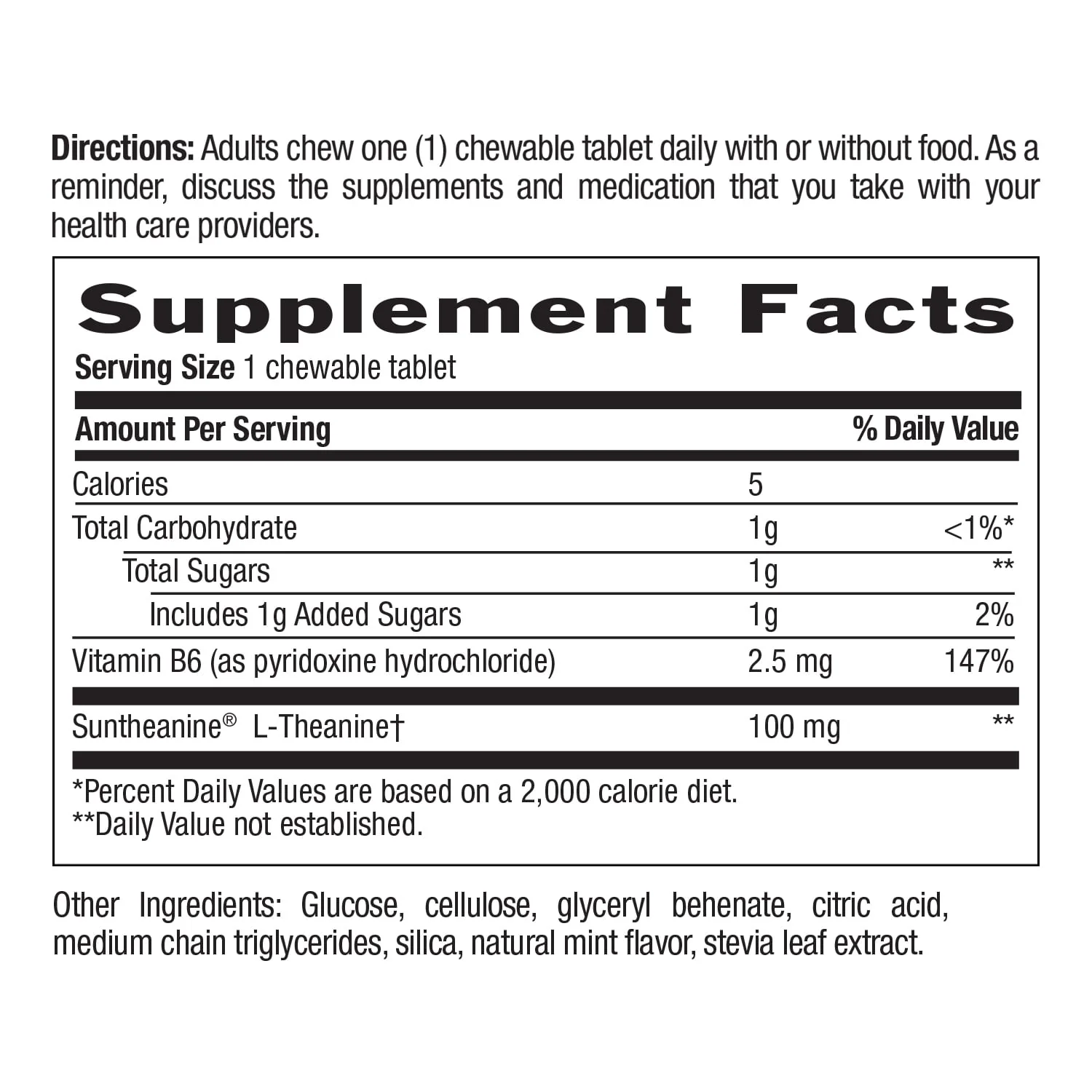 Country Life L-Theanine 100mg Chewables Mint 60ct - Image 2