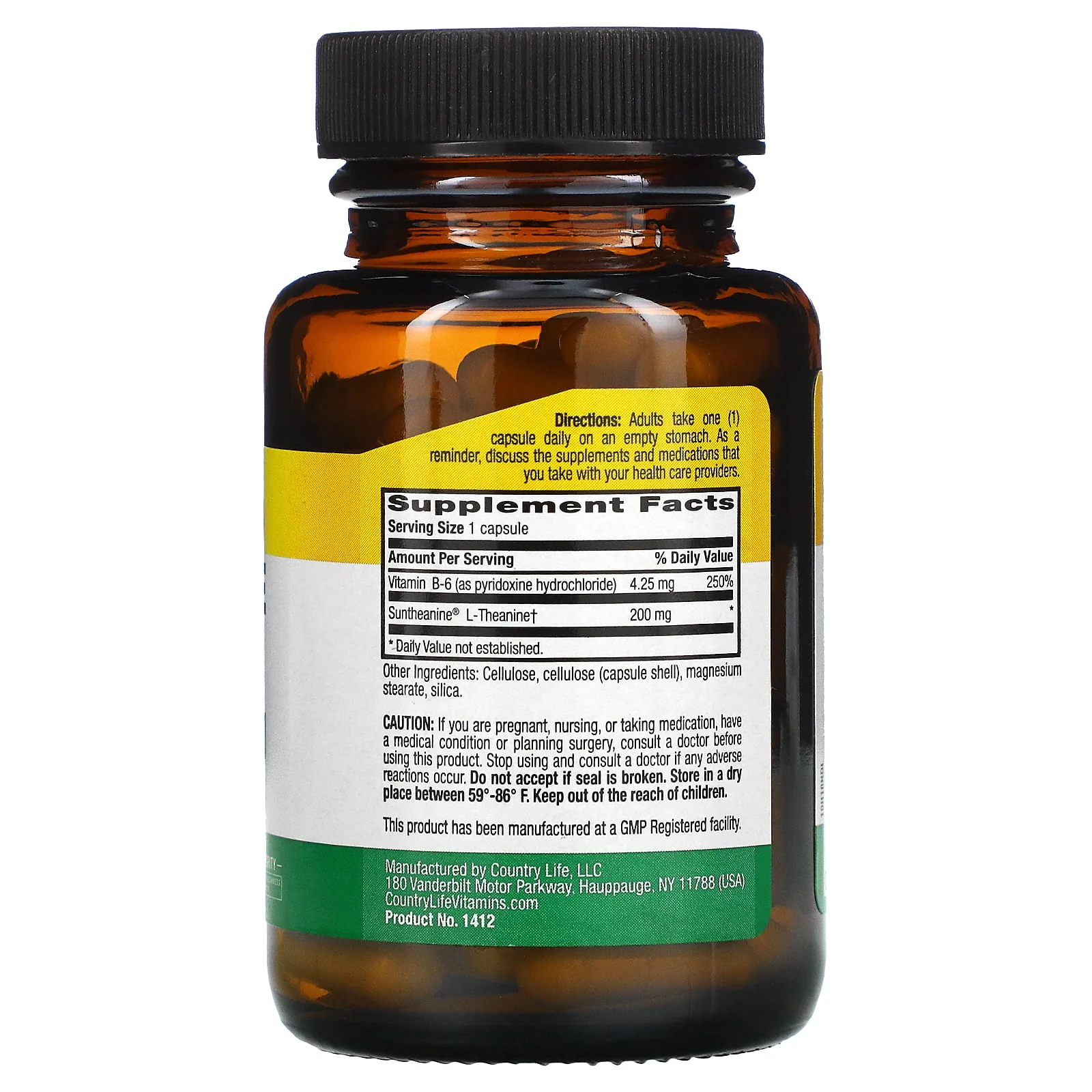 Country Life L-Theanine 200mg Vegan Capsules 60ct - Image 2
