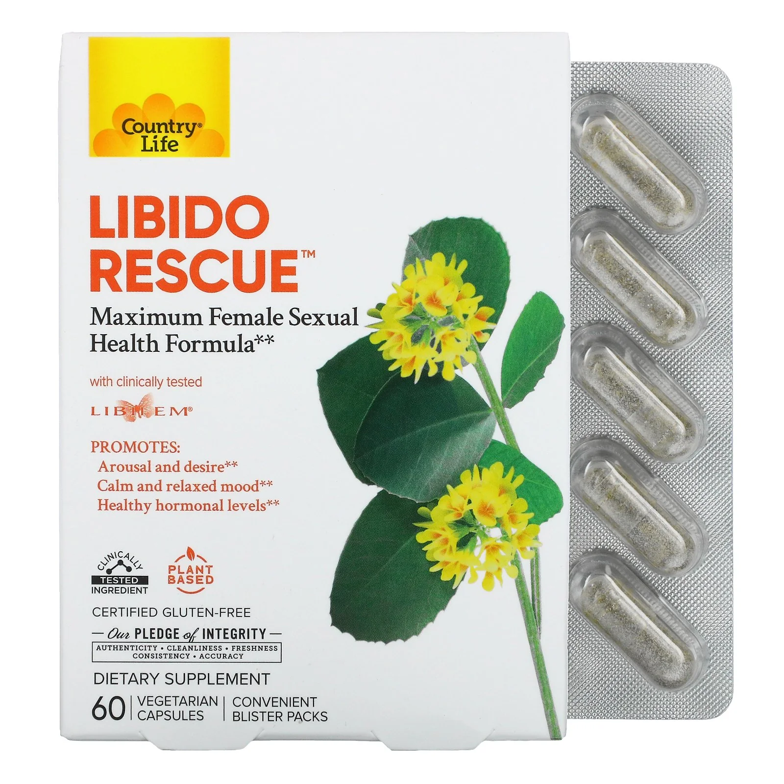 COUNTRY LIFE LIBIDO RESCUE, 60 VEGETARIAN CAPSULES