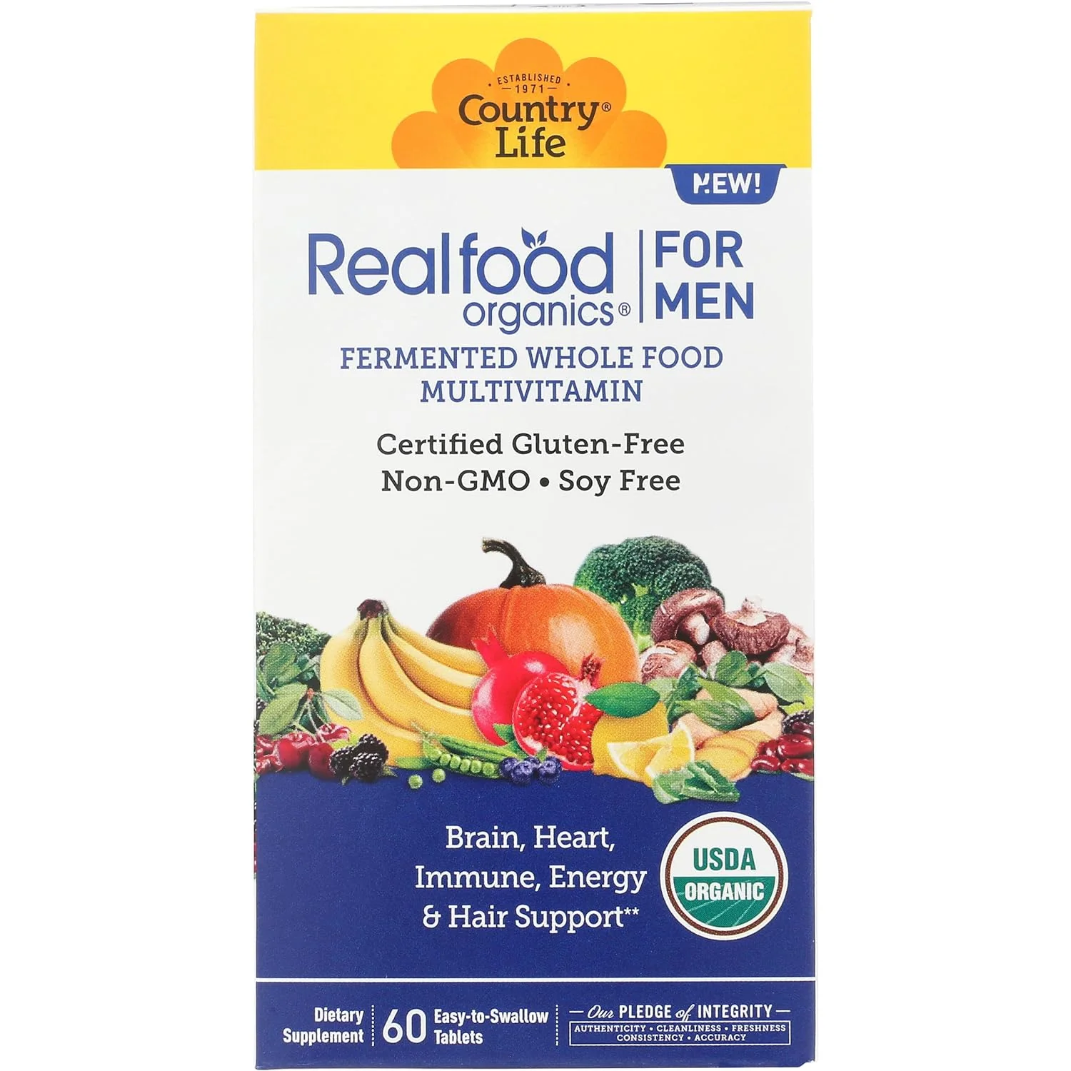 Country Life, Realfood Organics, Multivitamin for Men, 60 Easy-to-Swallow Tablets - Image 2