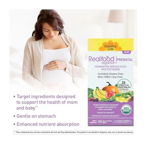 Country Life, Realfood Organics®, Prenatal, 90 Easy-to-Swallow Tablets - Image 4