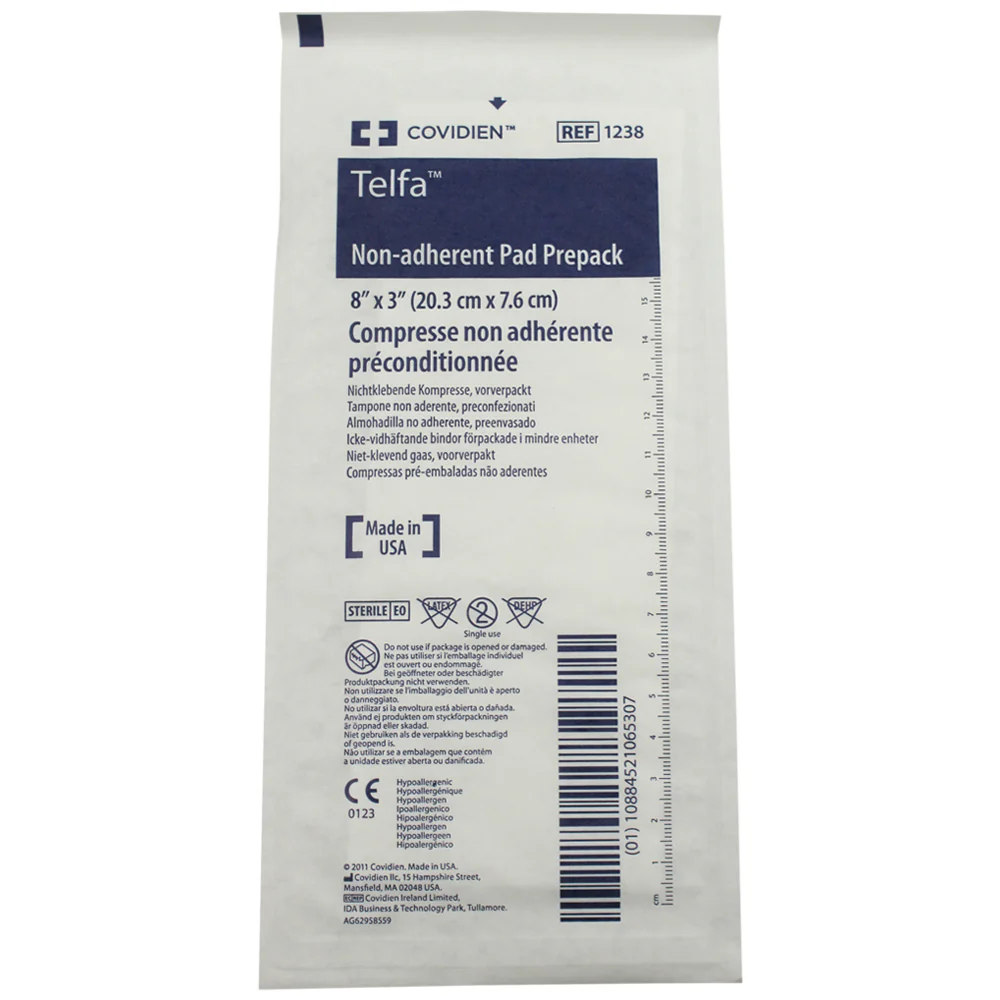 Covidien Non- Adhesive Telfa Dressing Pads 3in x 8in #1238