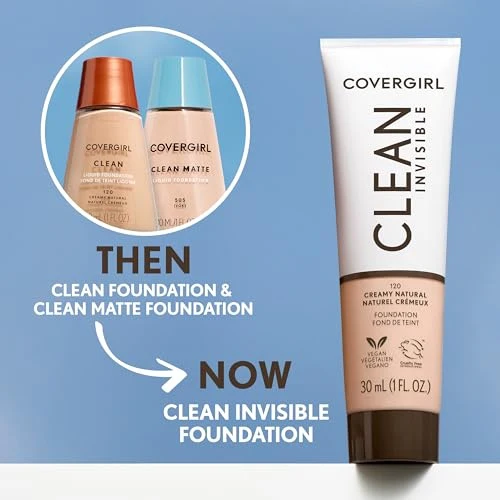 Covergirl Clean Invisible, Foundation, Blendable Formula, Buildable Coverage, Lightweight, Natural Finish, Non-Comedogenic 30ml - Image 2