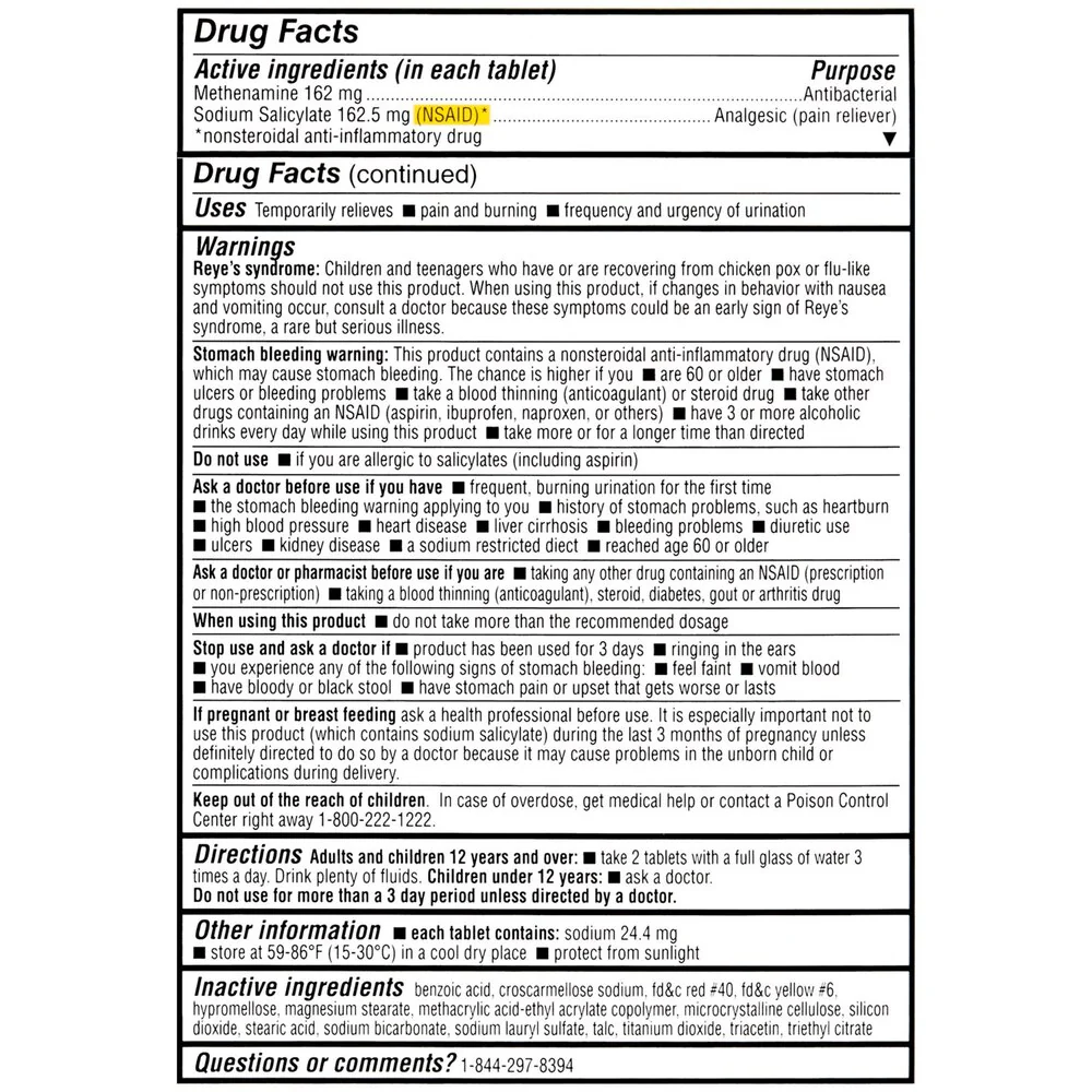 Cystex UTI Urinary Pain Relief Tablets 48ct - Image 2
