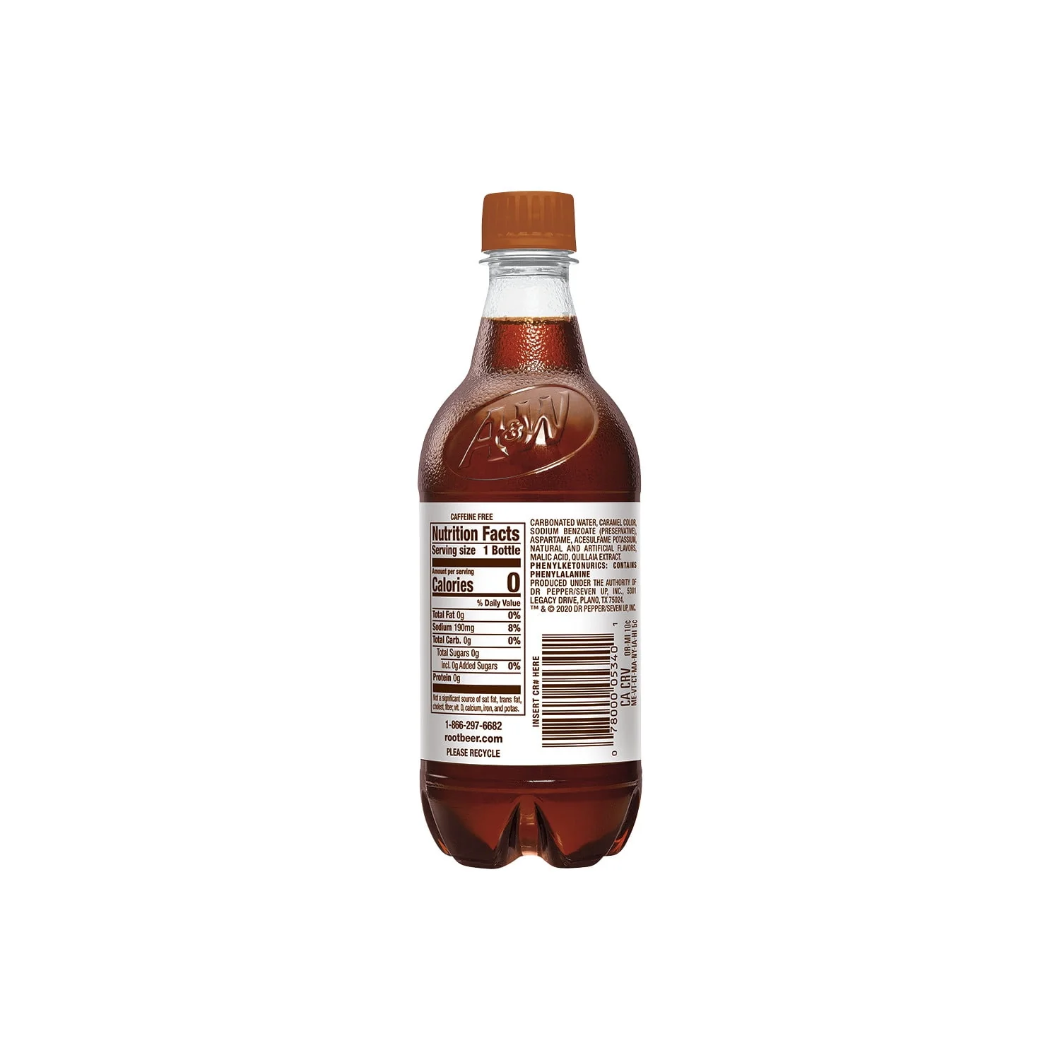 A&W Zero Sugar Root Beer Soda Pop 20 oz - Image 2