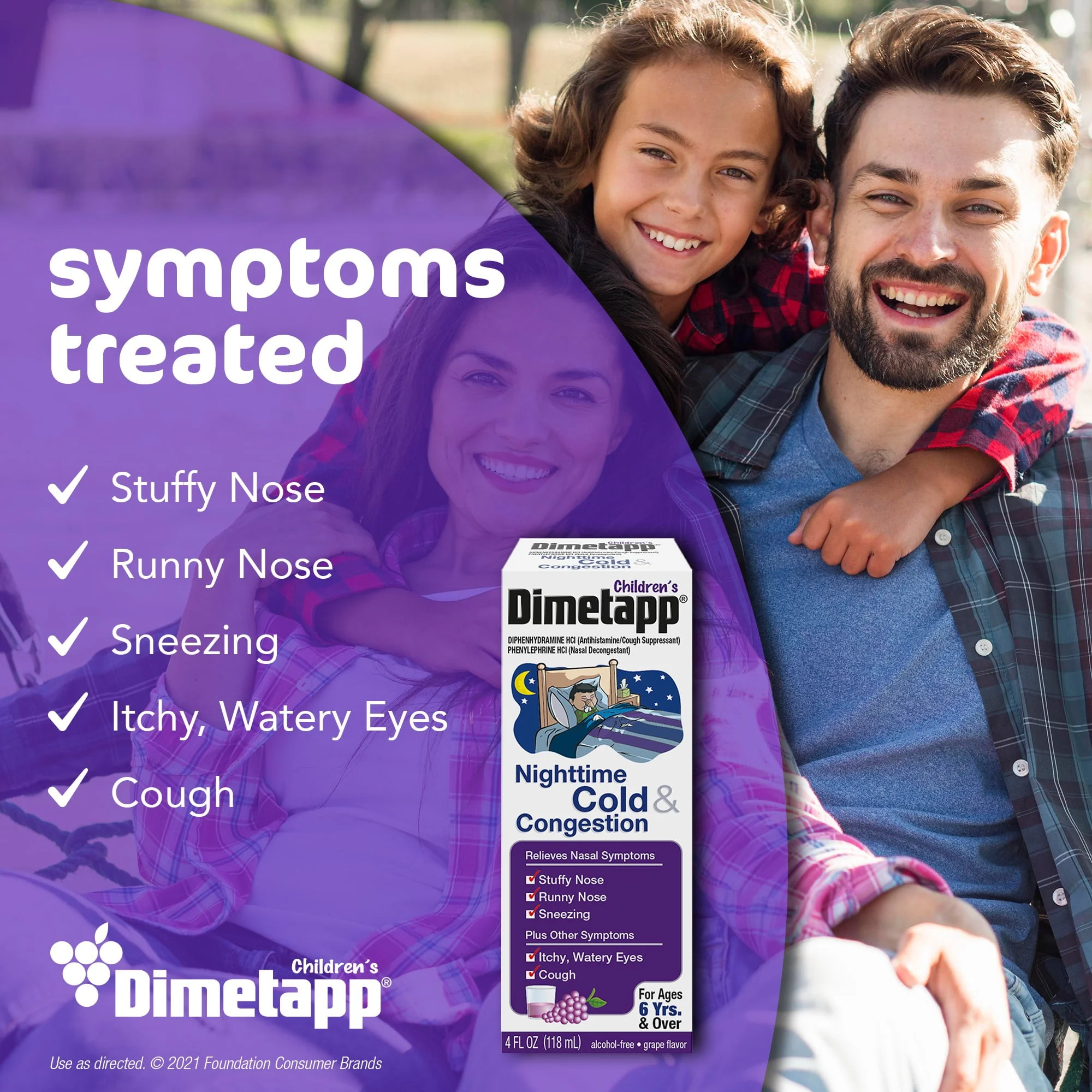 Dimetapp Children's Nighttime Cold & Congestion Grape 4oz - Image 2