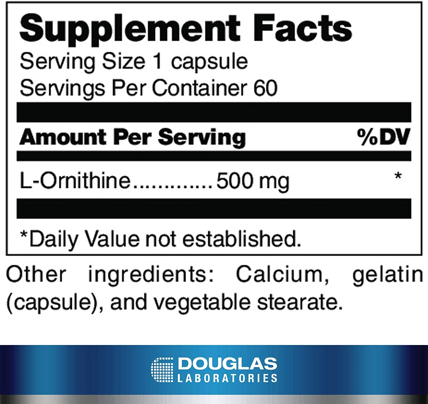 Douglas Laboratories L-Ornithine 500mg Capsules - Image 2