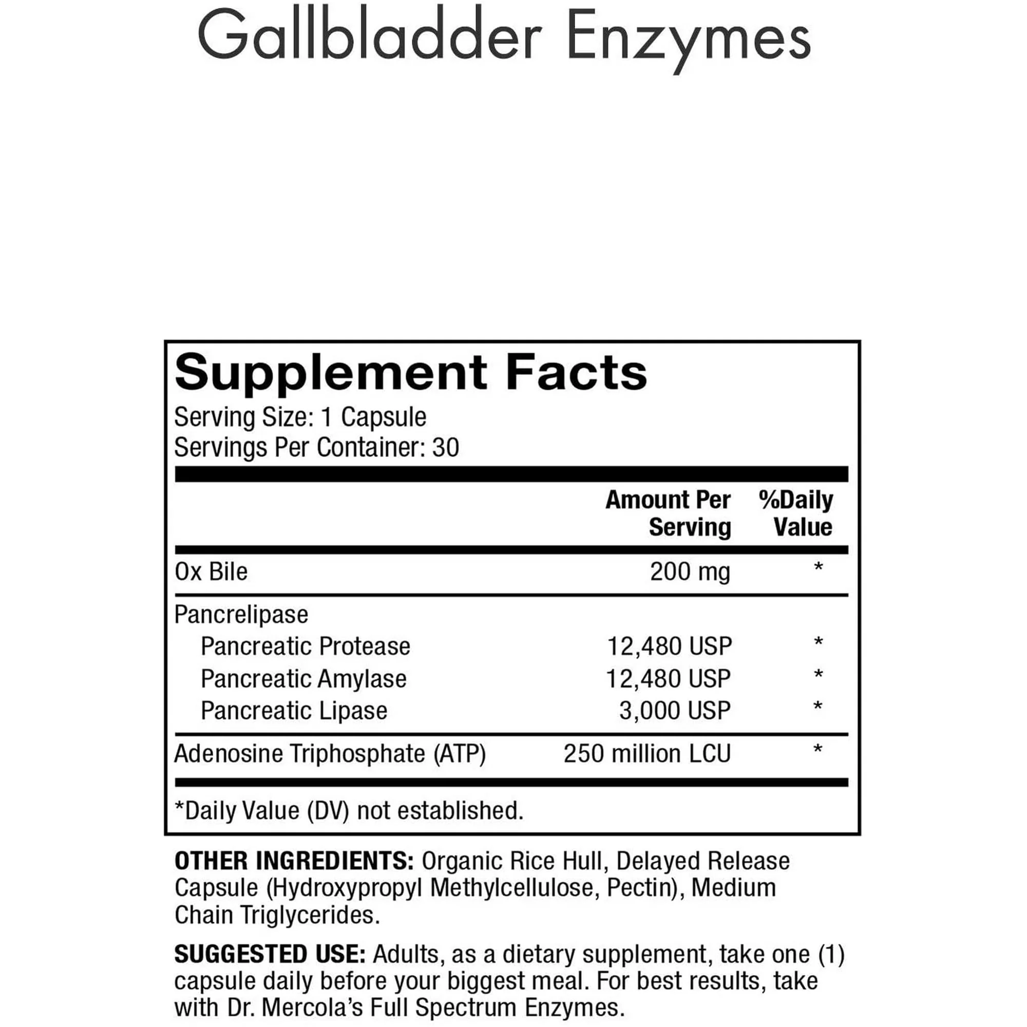 Dr. Mercola Gallbladder Enzymes Capsules 30ct - Image 2
