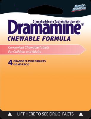 Dramamine, Chewable Motion Sickness Reilef Tablets Orange Flavor, 4 Count