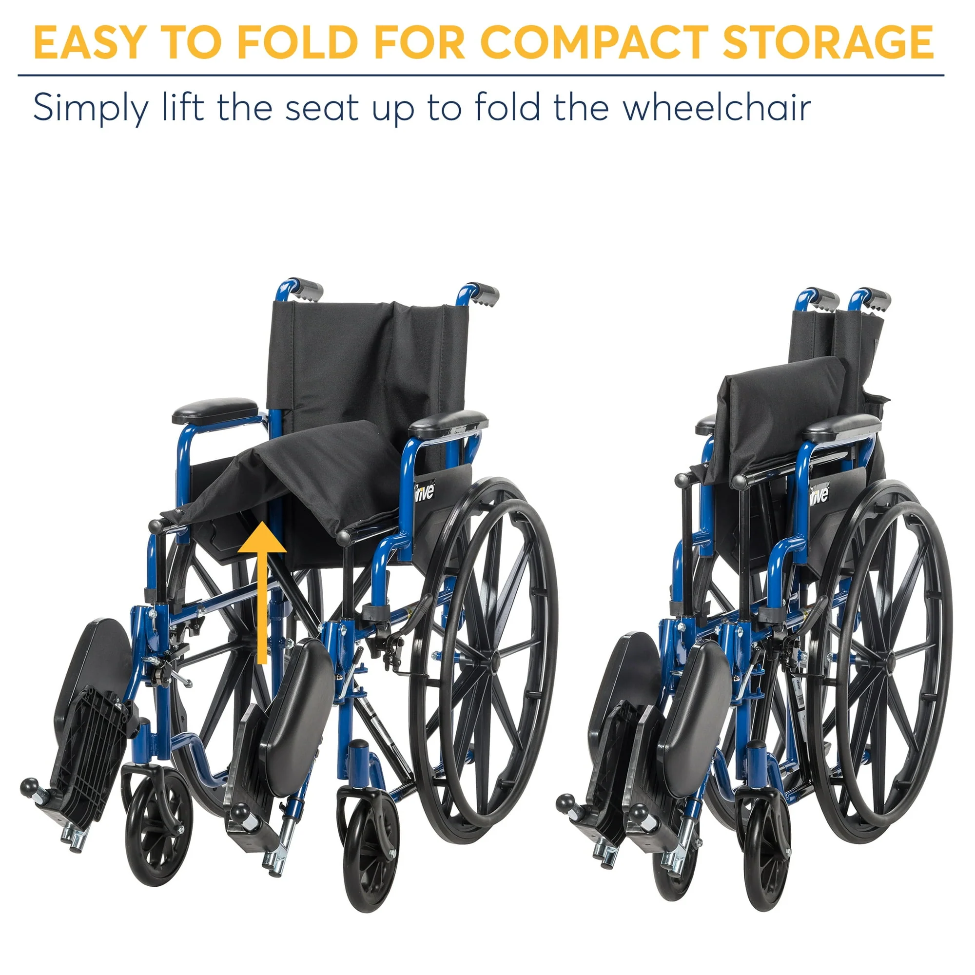Drive Medical Blue Streak Wheelchair with Flip Back Desk Arms - Image 2