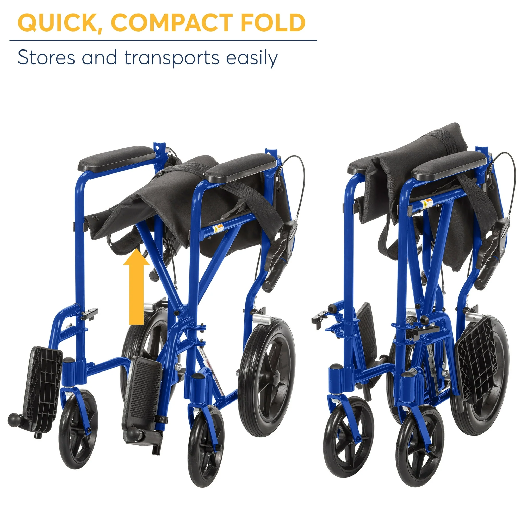 Drive Medical Lightweight Expedition Transport Wheelchair with Hand Brakes - Image 2